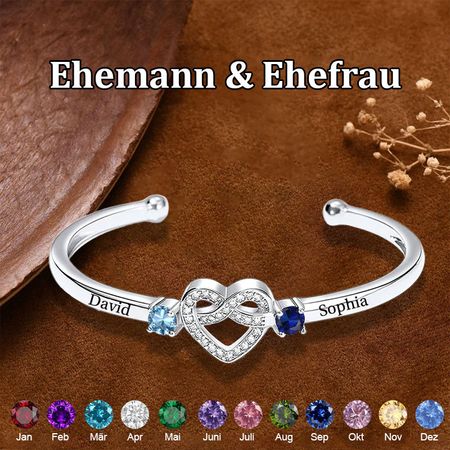 Personalisiertes Paar-Geburtssteinarmband - Für immer zusammen - Universalgröße